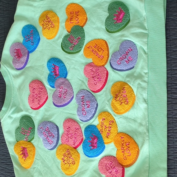 Queen Of Sparkles Conversational Heart Sweatshirt Sz.S - Picture 5 of 10